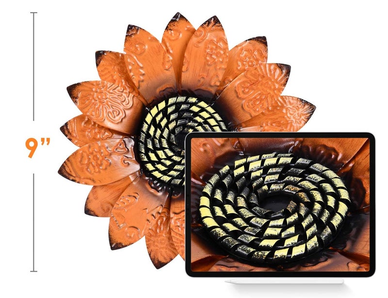 YEAHOME Sunflower Wall Decor - 9 inch Metal Flower Wall Art Decorations, Sunflower Yard Garden Decor Hanging for Kitchen, Bathroom, Bedroom, Set of 3 Handmade Gift for Home, Indoor or Outdoor - Image 3
